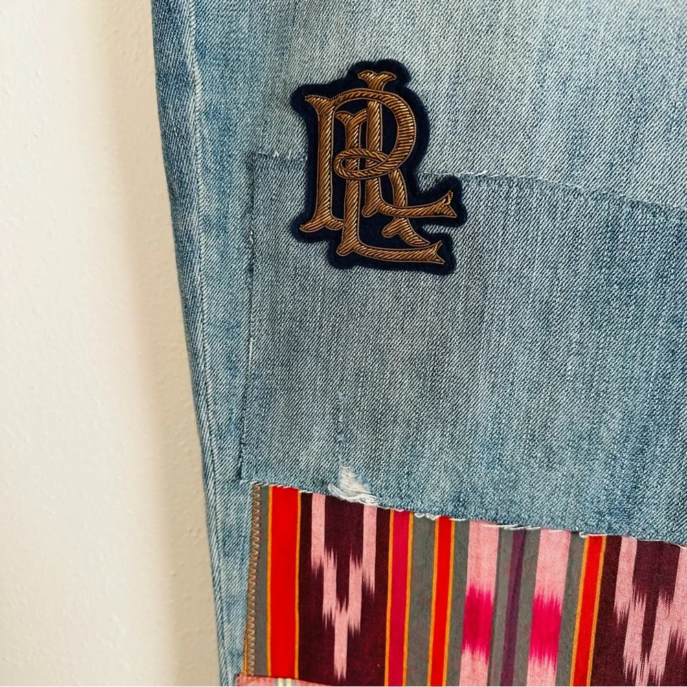 New Ralph Lauren Plus Size Patchwork Boho Relaxed Tapered Jeans in Skye Wash - Picture 10 of 12